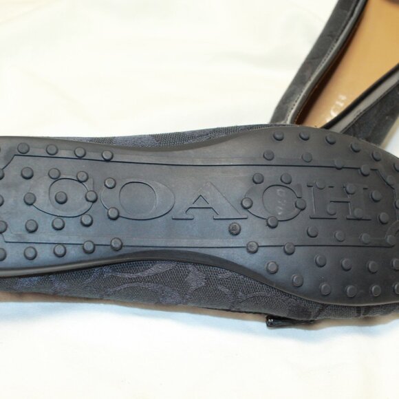 Coach Size 9 B Black Logo W Patent Leather Trim FORTUNATA Slip On Moc Toe Flats - Picture 6 of 11